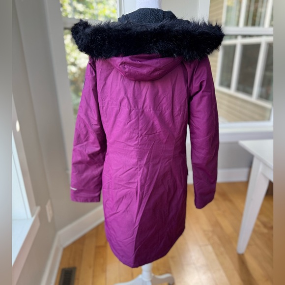 Columbia Purple Black Faux Fur Hooded Anorak Parka Winter Jacket Size Small - Picture 5 of 15